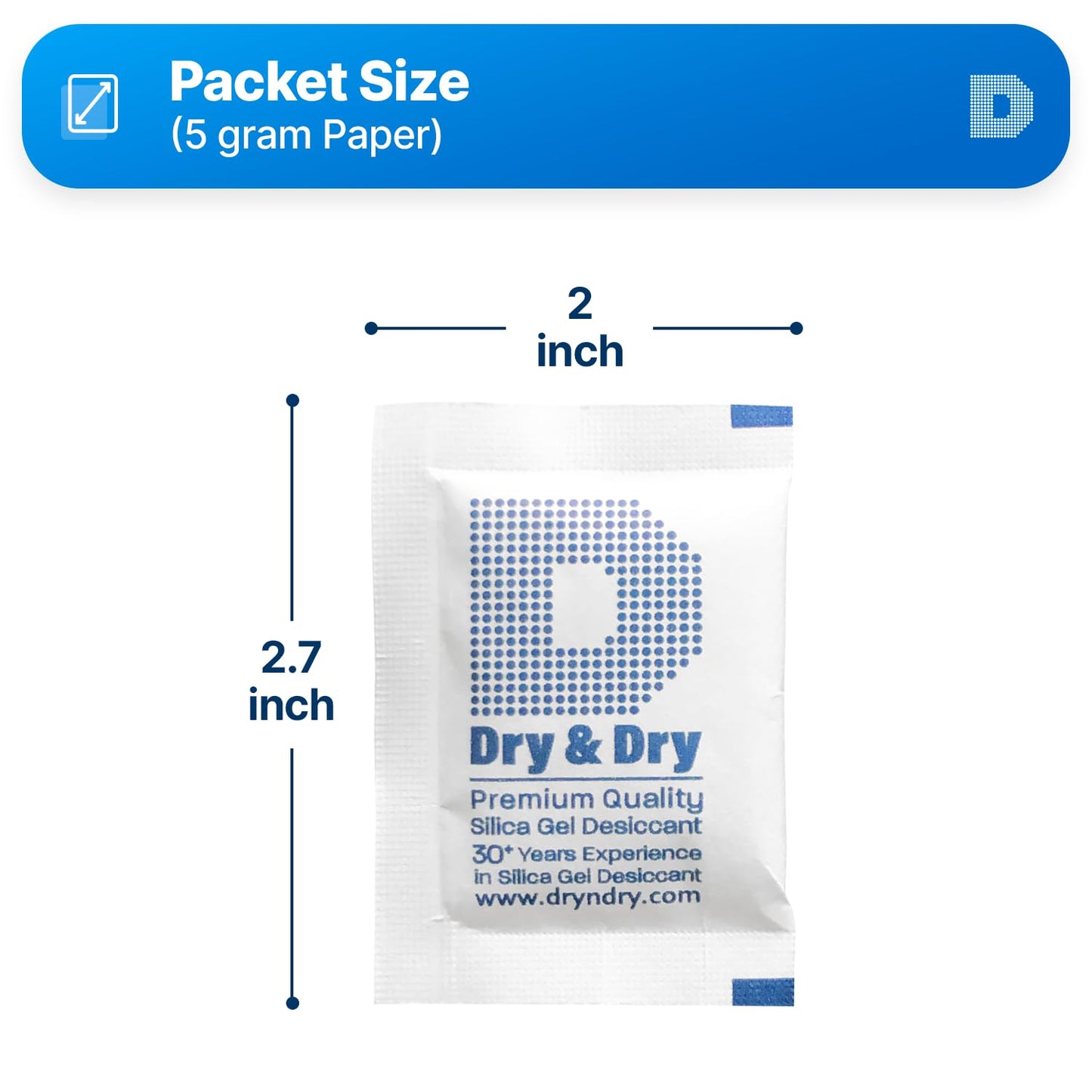 Dry & Dry 5 Gram [50 Packets] Silica Gel Packets Silica Gel Desiccants, Silica Gel Packs - Rechargeable (Food Safe) Silica Gel Packets, Silica Packets - Medaid International