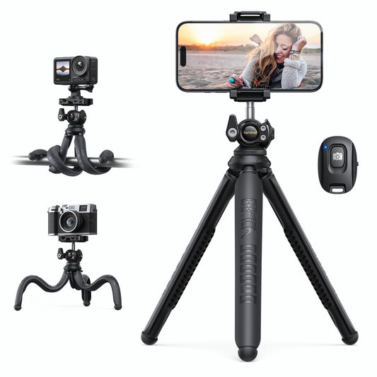 Lamicall Tripod for iPhone - 3 in 1 Flexible Phone Tripod with Wireless Remote - iPhone Tripod Stand for Video Recording Vlogging Selfie Compatible with iPhone Samsung Go Pro, Digital Camera - Medaid International