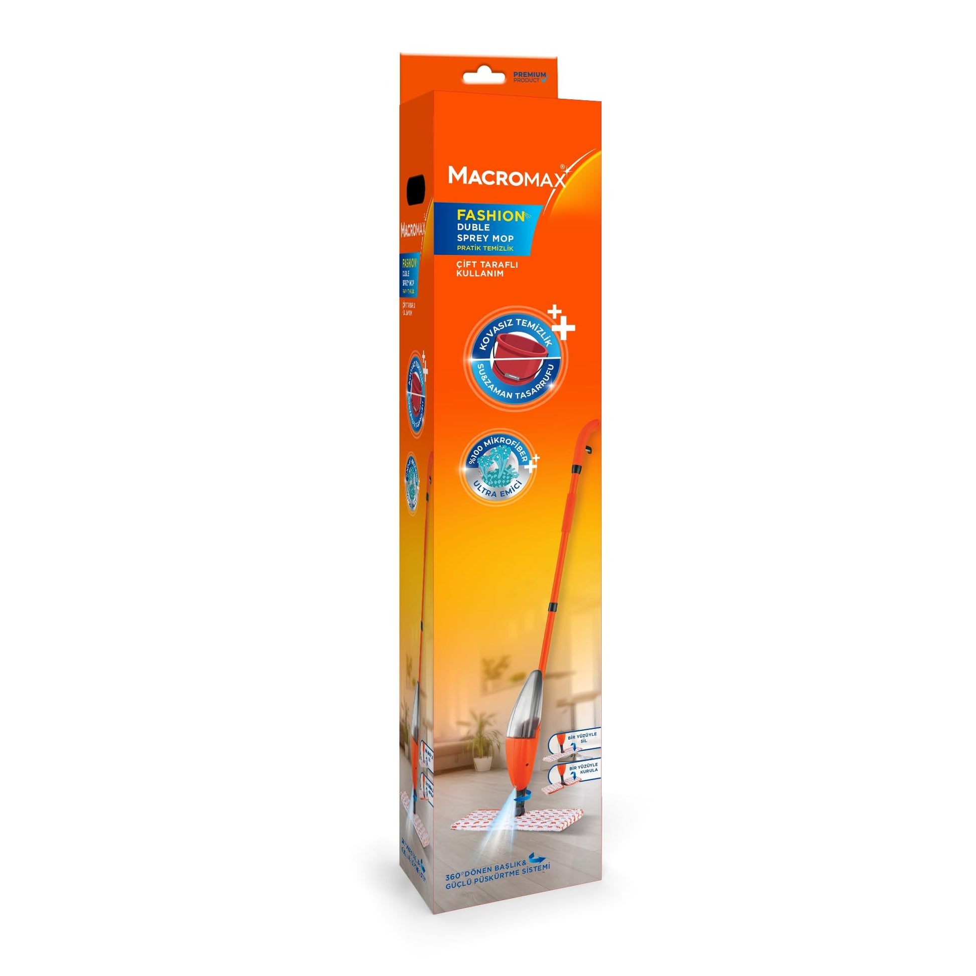 Macromax Microfiber Spray Mop for Floor Cleaning - 360° Rotating Mop with Refillable Spray Bottle - Eco-Friendly Design - Includes Reusable Microfiber Pad - Ideal for Hardwood, Tile & Laminate Floors - Medaid International