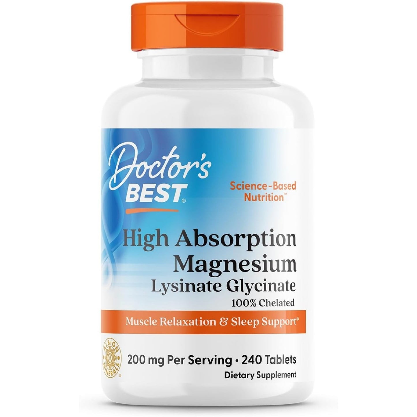 Doctor’s Best High Absorption Magnesium Glycinate Lysinate Supplement - 100% Chelated for Maximum Absorption - Magnesium for Sleep and Muscle Relaxation - 200 Mg Per Serving - 240 Tablets - Medaid International