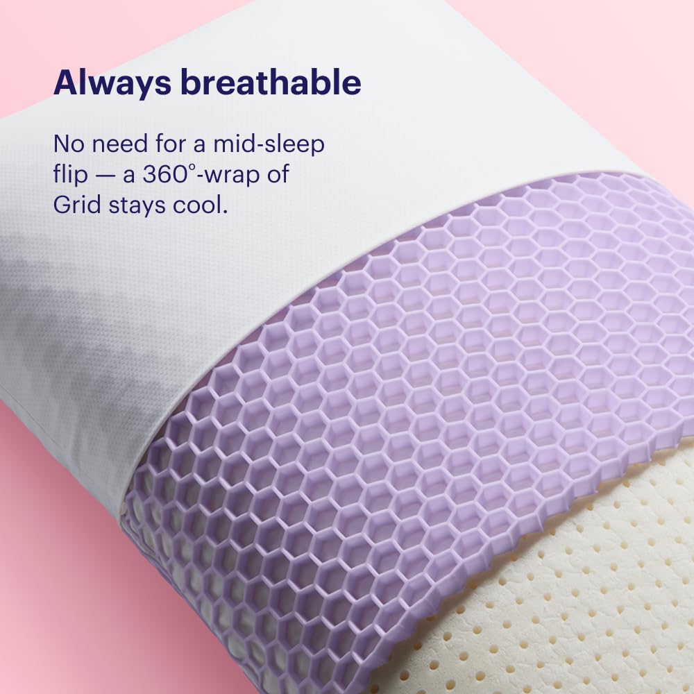 Purple Harmony Pillow - Standard Tall, Greatest Pillow Ever Invented, 360º Hex Grid & Talalay Latex Core - No Pressure Support, Stays Cool, Luxurious Comfort - Medaid International