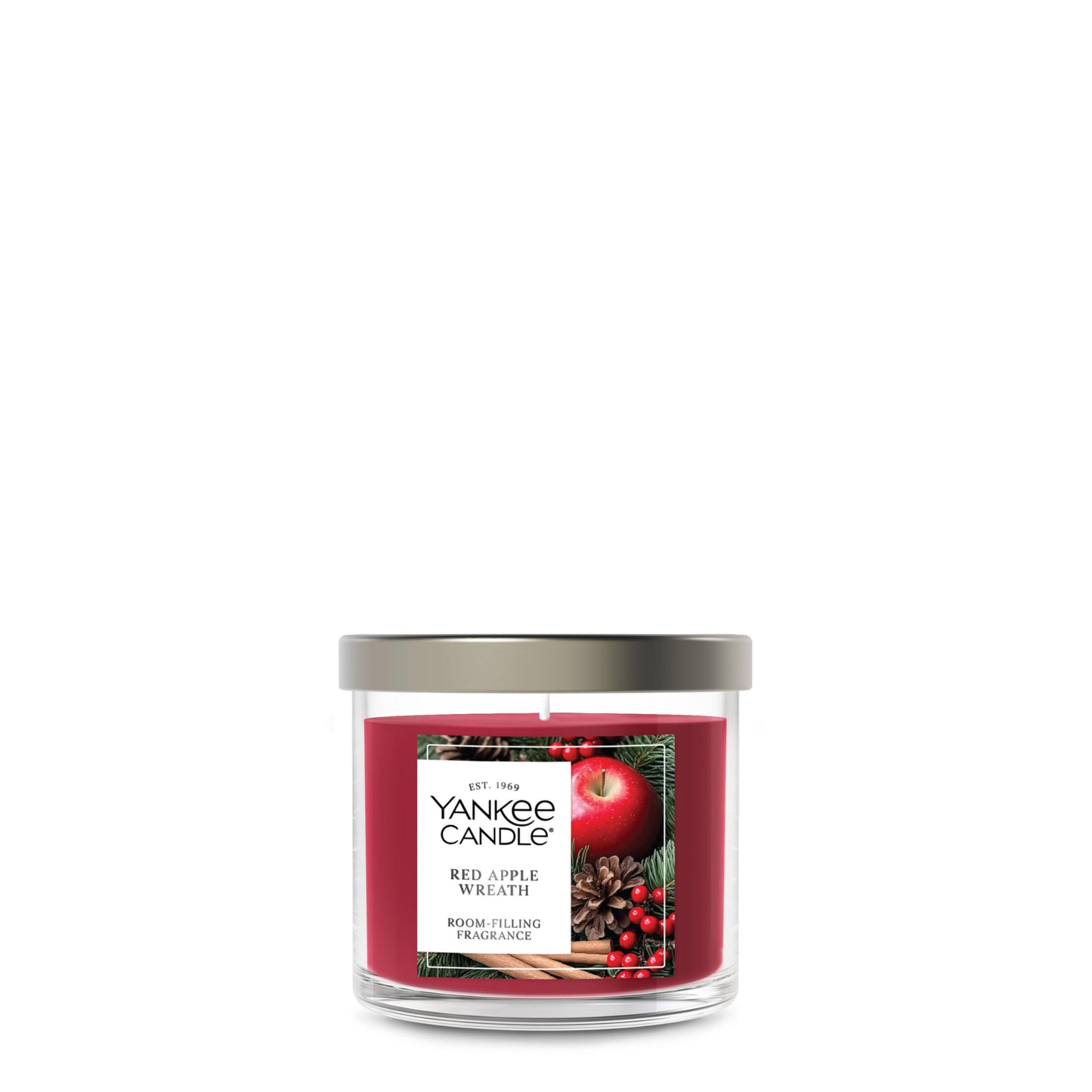 Yankee Candle Small Tumbler Scented Candle with up to 40 Hour Burn Time, Premium Plant Wax Blend for Consistent Burn, 4.3 oz Tumbler Candle with Room Filling Fragrance, Red Apple Wreath - Medaid International