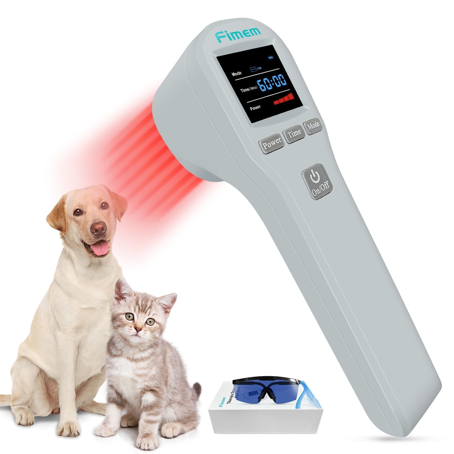 Fimem Cold Laser Therapy Device for Dogs, Infrared Light Therapy for Pain, 2x940nm+2x850nm+16x650nm, Handheld Red Light Therapy Device for Cats Horse, Low Level Light Therapy for Pets HIPS Joint Pain - Medaid International