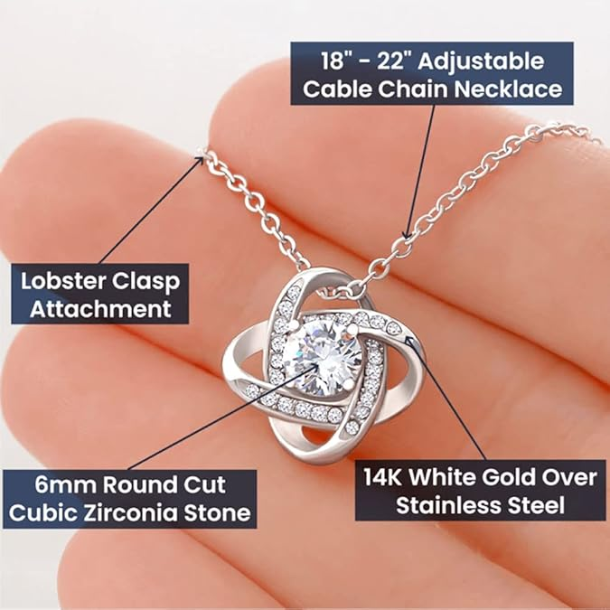 Love Knot Pendant for Her, Necklace with Message Card, Couple Jewelry - Medaid International