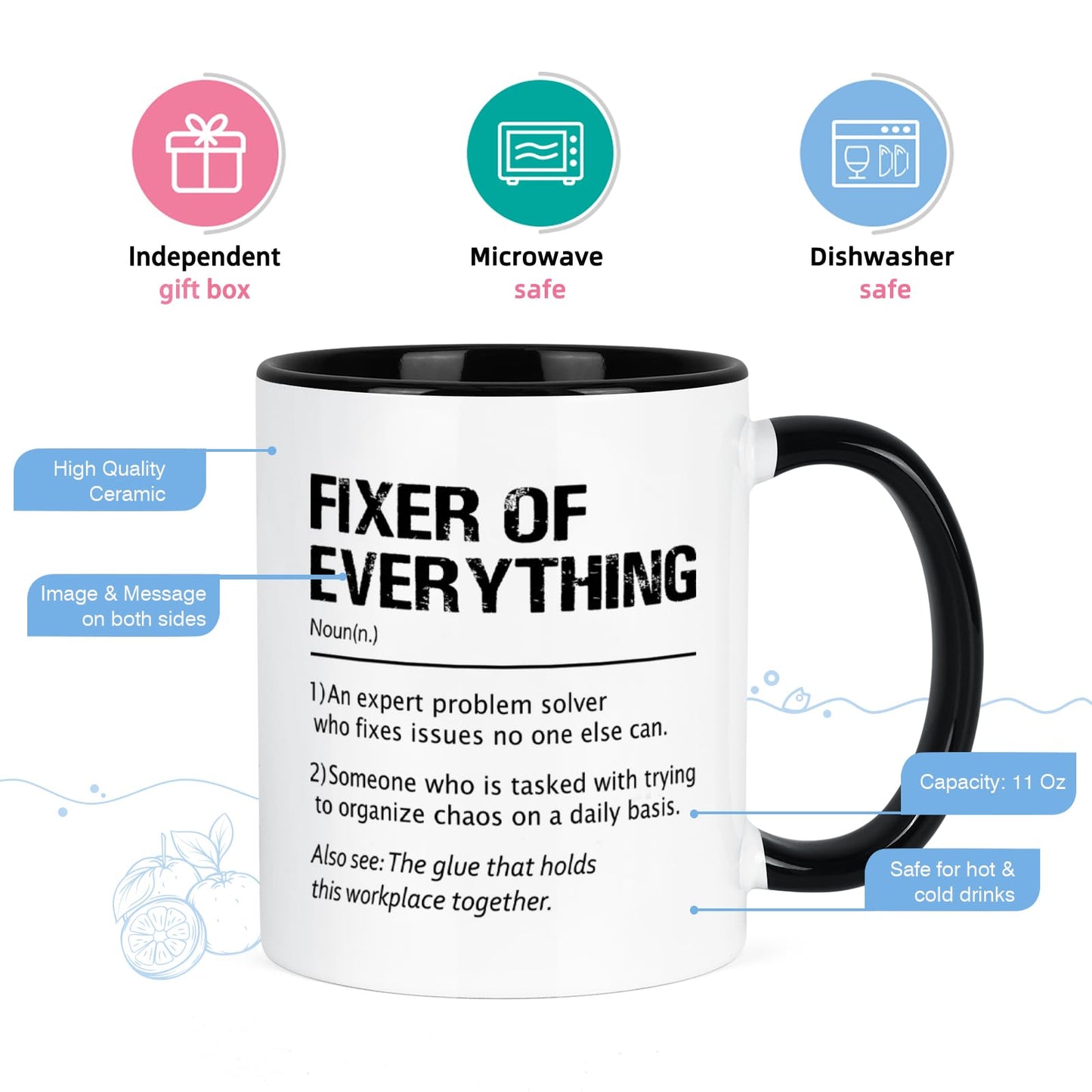 YHRJWN Fixer of Everything Mug - 11 Oz, Perfect Boss Christmas or Birthday Gift for Coworkers - Medaid International