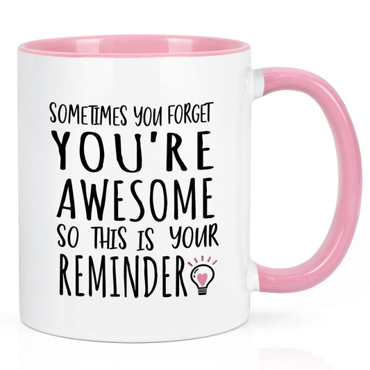 YHRJWN - Sometimes You Forget You're Awesome Coffee Mug, Inspirational Birthday Friendship Gifts for Women Coworker Administrative Mom, Employee Appreciation Christmas Gifts 11Oz - Medaid International