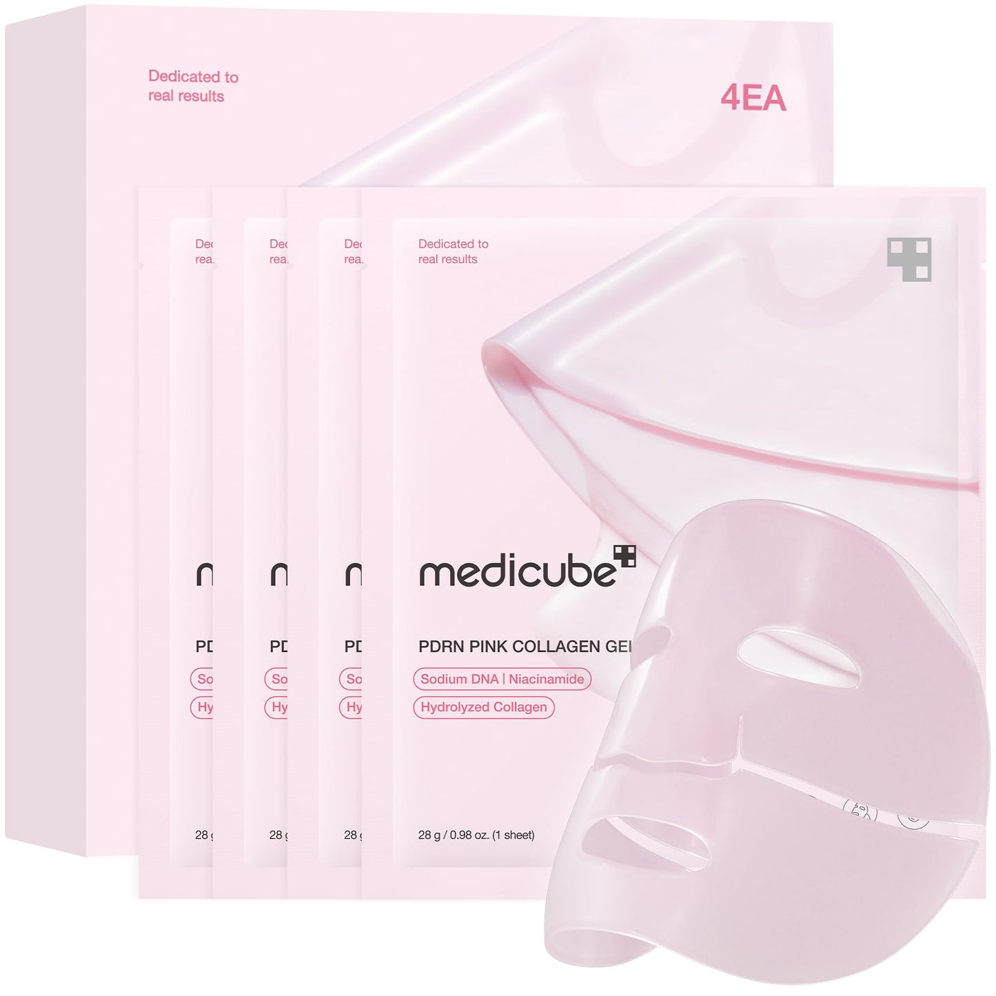 medicube Salmon DNA PDRN pink collagen jelly gel mask | overnight face mask for glass glow skin- elasticity, hydrating, firming and moisturizing | korean skincare, 28g, 4ea - Medaid International