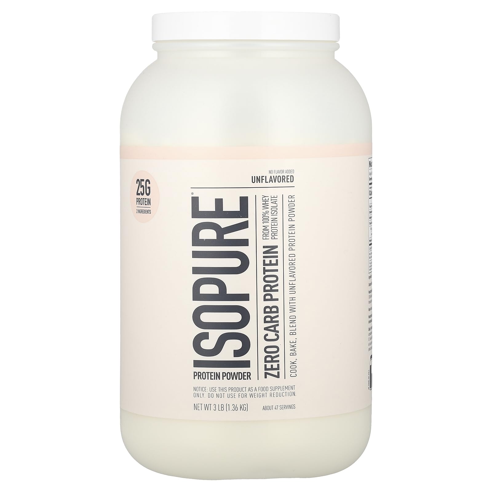 Isopure Protein Powder, Whey Protein Isolate Powder, 25g Protein, Zero Carb & Keto Friendly, No Added Colors/Flavors/Sweeteners, Flavor: Unflavored 3 Pound (Packaging May Vary) - Medaid International