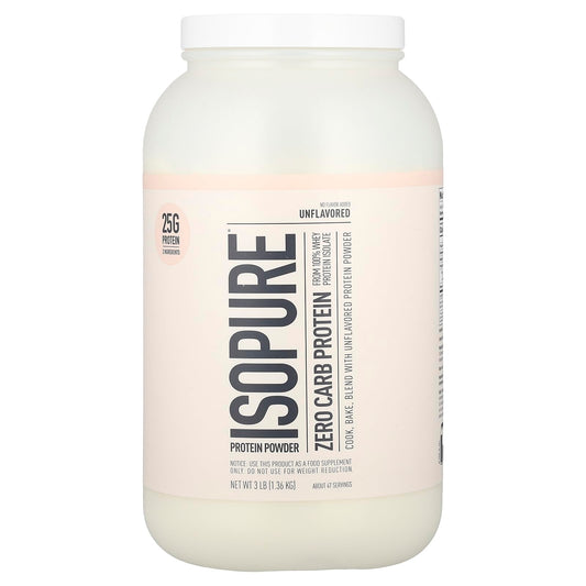 Isopure Protein Powder, Whey Protein Isolate Powder, 25g Protein, Zero Carb & Keto Friendly, No Added Colors/Flavors/Sweeteners, Flavor: Unflavored 3 Pound (Packaging May Vary) - Medaid International