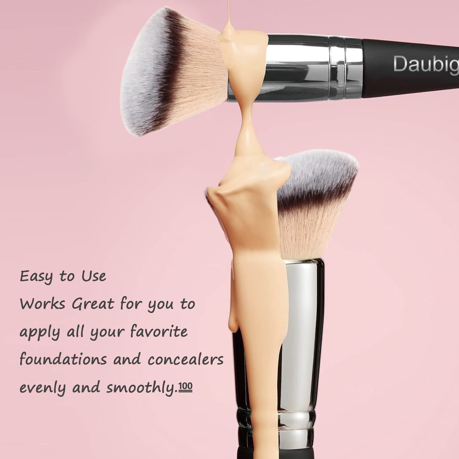 Daubigny Makeup Brushes Dual-ended Foundation Brush Concealer Brush Perfect for Any Look Premium Luxe Hair Rounded Taperd Flawless Brush Ideal for Liquid, Cream, Powder,Blending,Concealer(Angled) - Medaid International