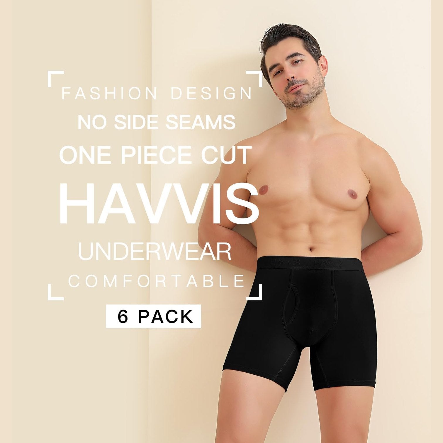 HAVVIS Men's Performance Underwear Boxer Briefs Soft Comfortable Bamboo Viscose Underwear for Men Multipack (XXL, Boxer Briefs : C05-6 Pack - Black) - Medaid International