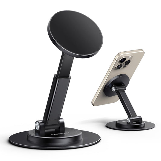 UGREEN Magnetic Phone Stand for MagSafe, Height Adjustable iPhone Stand for Desk with 360° Rotation Compatible for iPhone 17 Air 16 Pro 15 Pro Max 14 Plus 13 12 and MagSafe Case, Black - Medaid International