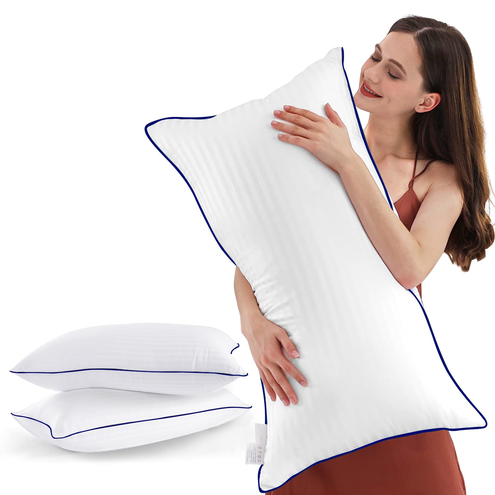 SEMZSOM Bed Pillows for Sleeping, King Size Pillows Set of 2 Cooling Luxury Hotel Quality Pillow with Premium Soft Down Alternative Filling for Back, Stomach or Side Sleepers - Medaid International