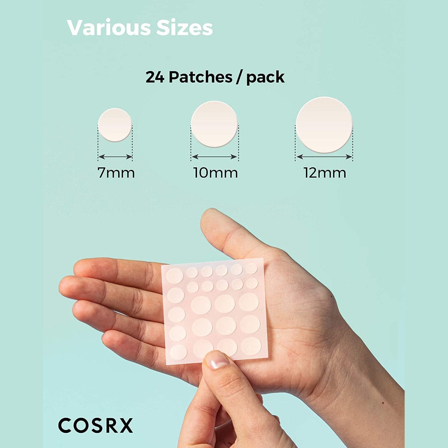 COSRX Acne Pimple Patch (96) Absorbing Hydrocolloid Original 3 Size Patches for Blemishes and Zits Cover, Spot Stickers for Face and Body, Not Tested on Animals - Medaid International