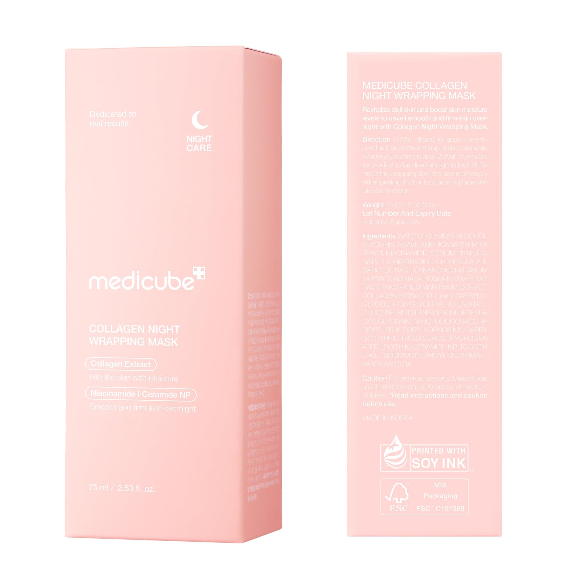 medicube Collagen Overnight Wrapping Peel Off Facial Mask Pack - Elasticity & Hydration Care, Reduces Sagging & Dullness - Hydrolyzed Collagen For Glowing Skin - Korean Skin Care, 2.53 fl.oz - Medaid International