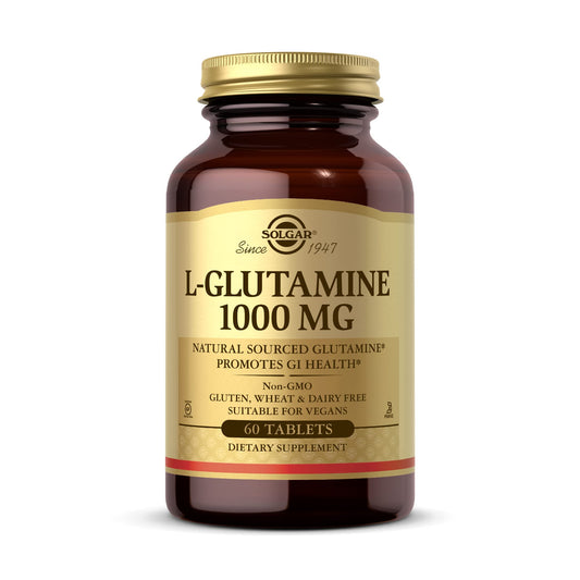 Solgar L-Glutamine 1000 mg, 60 Tablets - Natural Muscle Food - Promotes Gastrointestinal (GI) Health - Supports Brain Health - Non-GMO, Vegan, Gluten Free, Kosher - 30 Servings - Medaid International