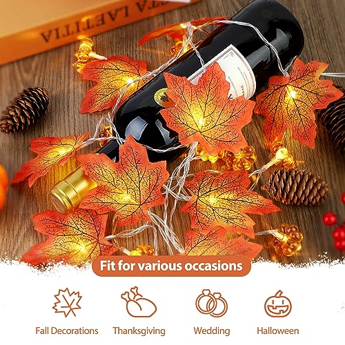 Binsuns - 3D Pumpkin Lights, Maple Leaf Garland, Fall Home Decor, Thanksgiving Harvest, Holiday Decoration