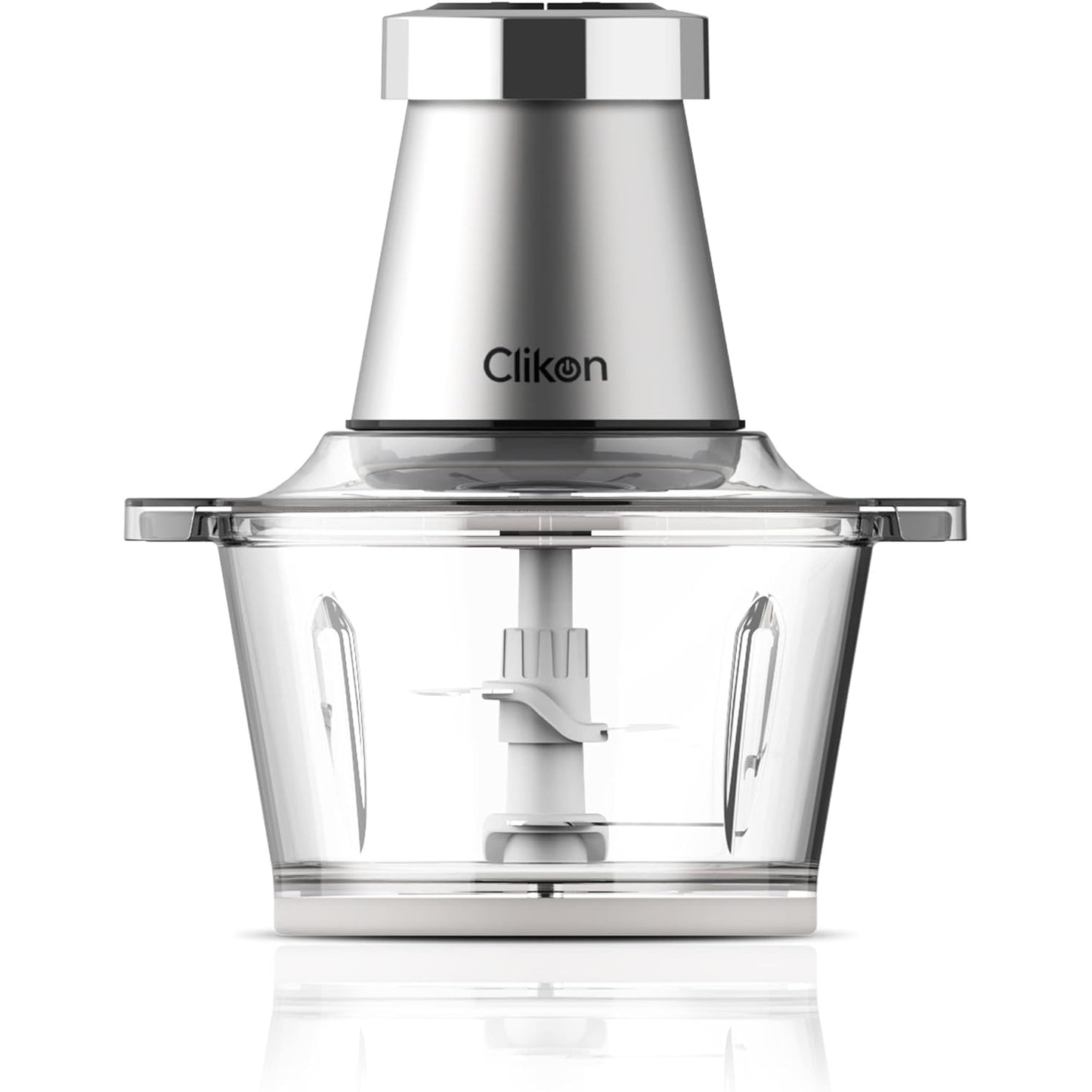 Clikon 2 Litre Electric Food Chopper/Meat Processor with Garlic Skin Peeler Attachment, 2 Speed Setting, Detachable Stainless Steel Quad Blades, 350 Watts, 2 Year Warranty, Silver - Medaid