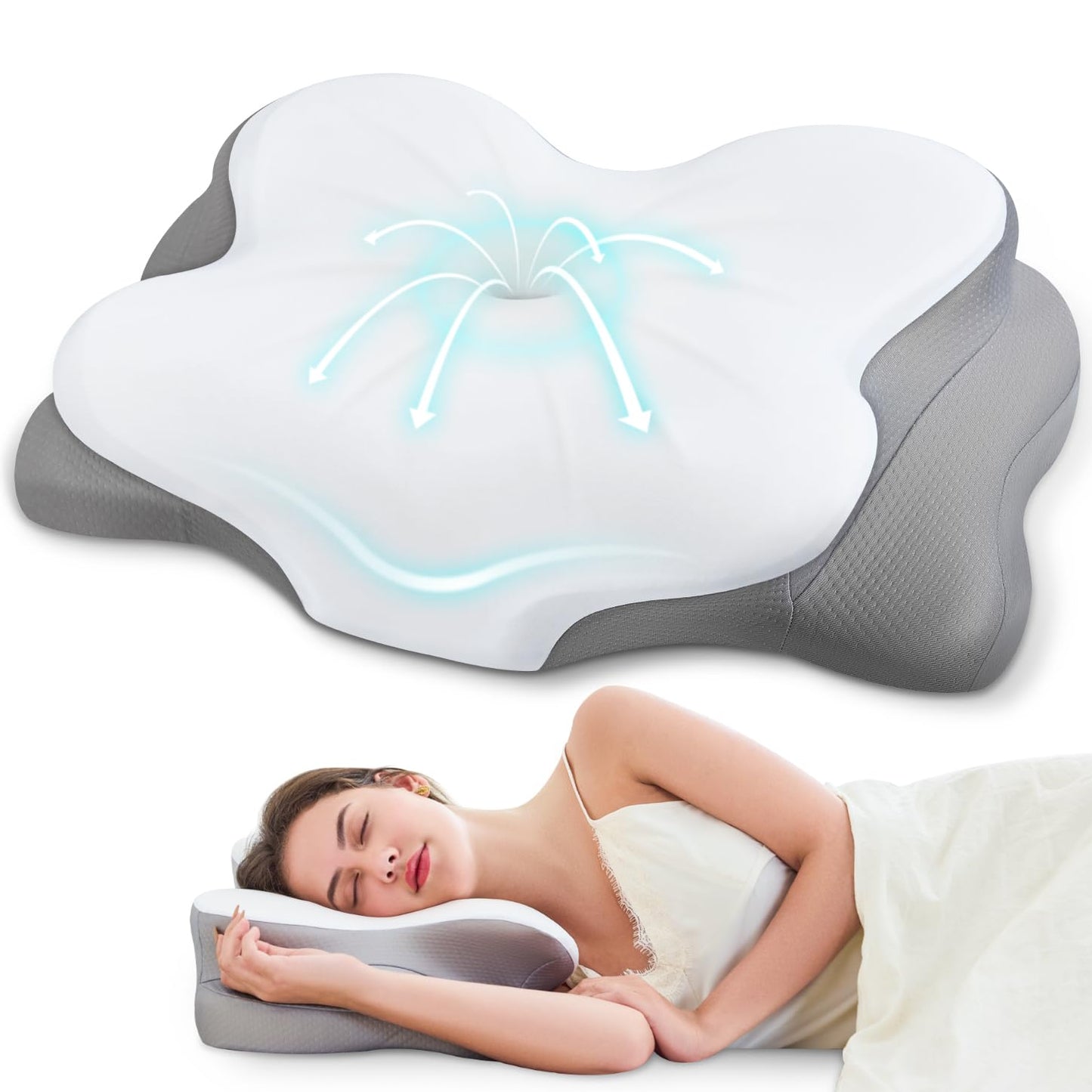 Cervical Neck Pillow, Ergonomic Memory Foam Pillows for Neck Pain Relief with Breathable Pillowcase, Adjustable Contour Neck Support Pillow for Side Back Stomach Sleepers, Odorless - Medaid International