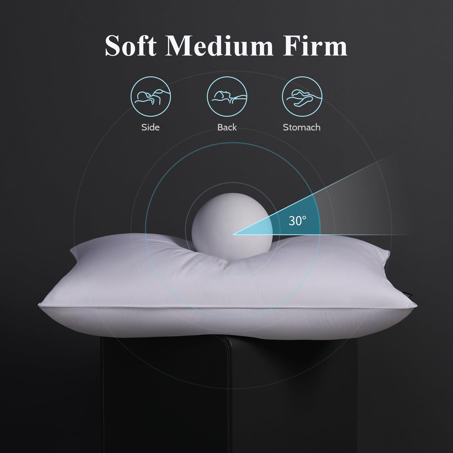 Luxury Feather Down Pillow Standard Size Set of 2 Pack, 100% Cotton Hotel Collection Bed Pillows for Sleeping, Down Surrounded Soft Medium Firm Pillows for Side Back Stomach Sleepers 20" x 26" - Medaid International