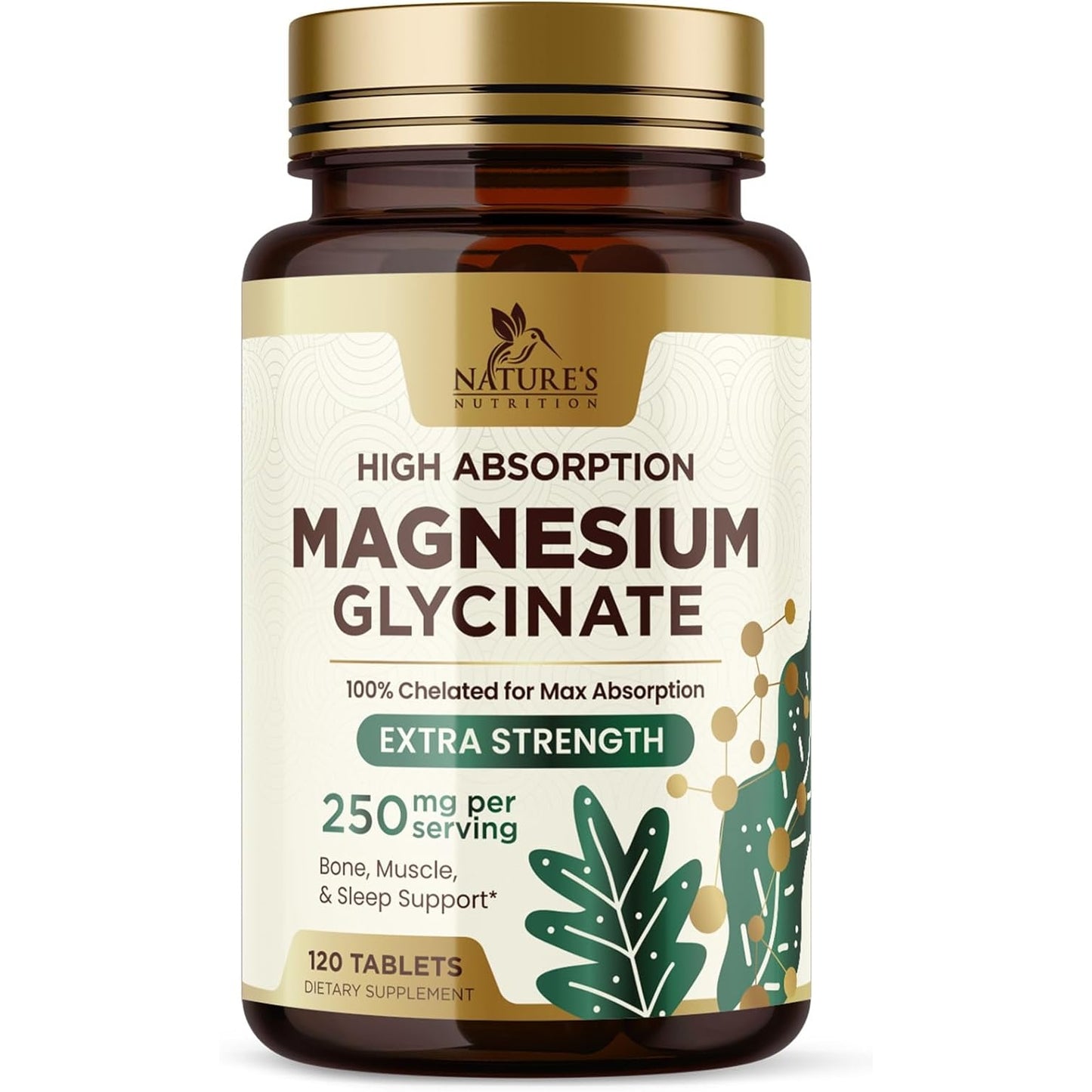 Magnesium Glycinate Supplement, 250 mg, 100% Chelated Magnesium Supplement for High Absorption - Muscle, Heart, Bone and Nerve Health Support, Gluten Free, Vegan, Non-GMO - 120 Magnesium Tablets - Medaid - Lebanon