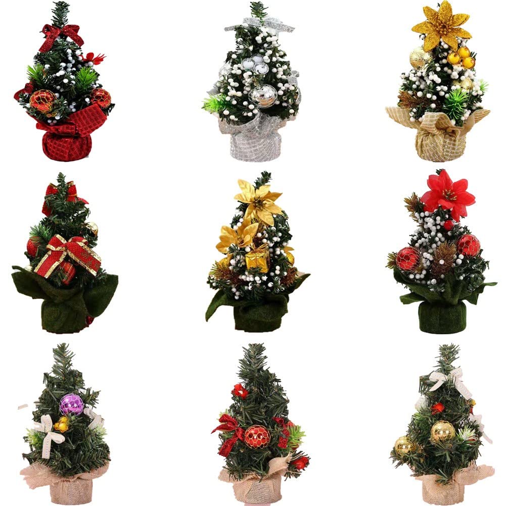 20cm Mini Christmas Tree Ornaments for Table Decorations, Small Artificial Christmas Tree with PVC and Cloth Material, 65g Weight Holiday Decoration - Medaid International