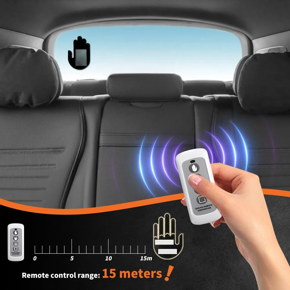 LED Hand Signal Car 3 Modes Middle Finger for Car Rear Window Road With Remote Control - Medaid International
