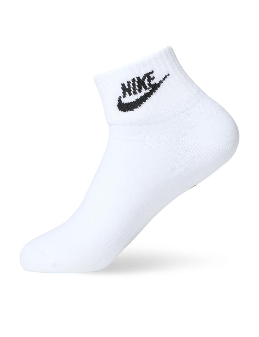 Nike Unisex Everyday Essential Ankle Socks (3 Pairs), White/Black, Large - Medaid International