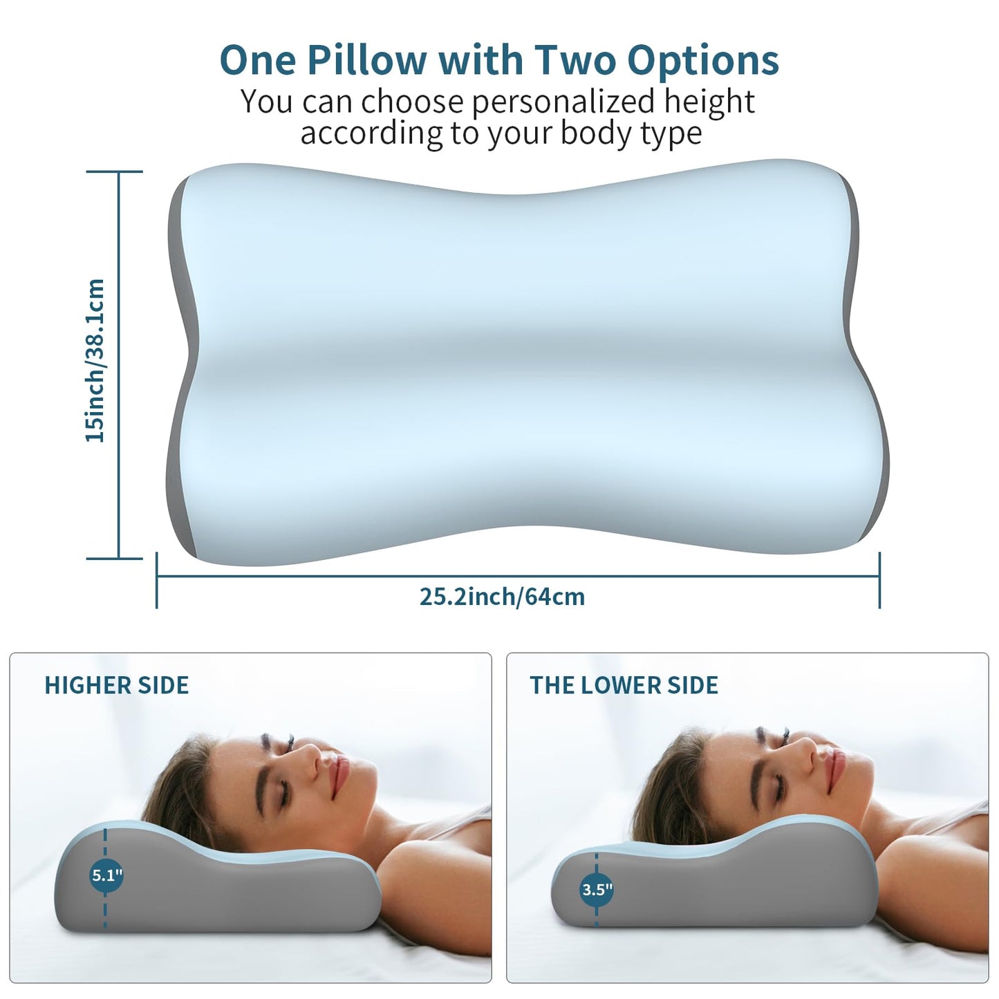Cervical Neck Pillow, Contour Memory Foam Pillows for Neck Pain Relief, Ergonomic Pillow for Sleeping, Orthopedic Bed Pillow Neck Support Pillow for Side Back Stomach Sleepers with Cooling Pillowcase - Medaid International