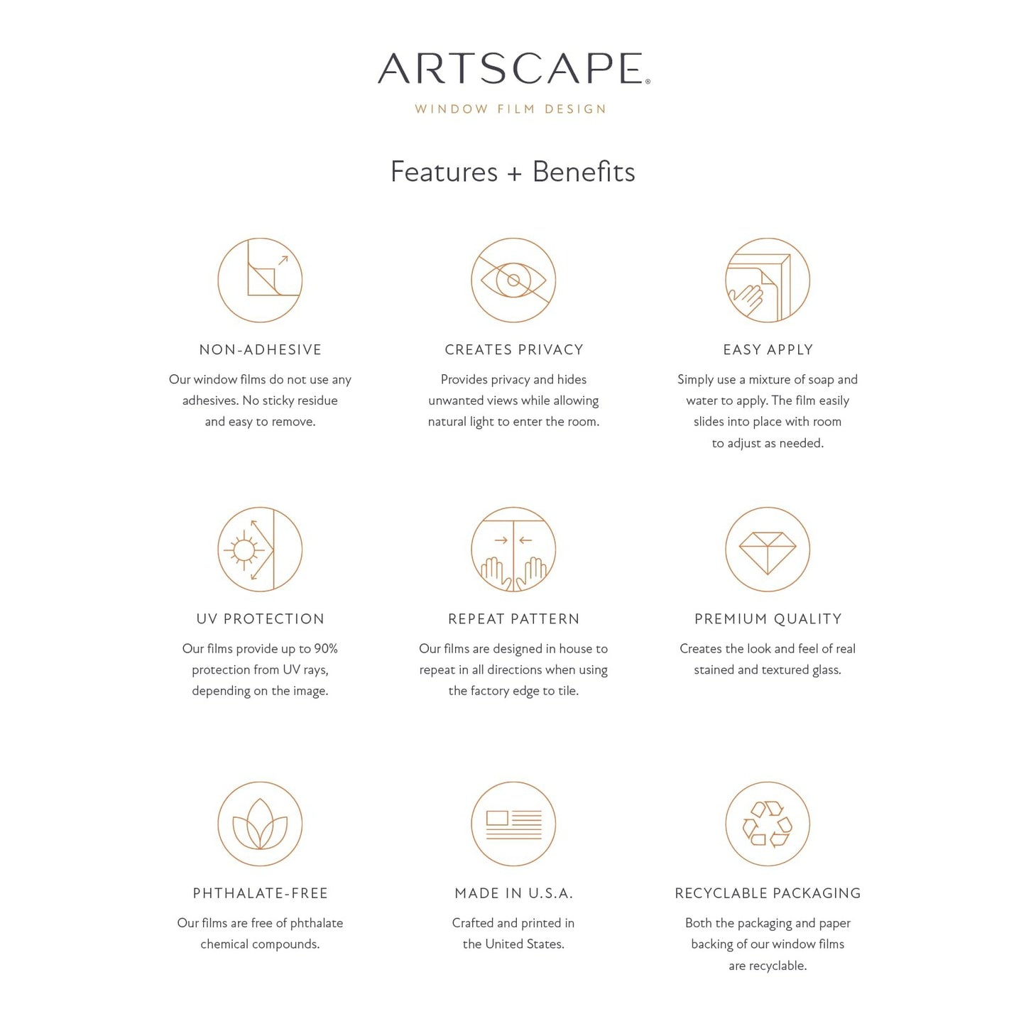 Artscape Etched Lace | Decorative Privacy Window Film with Textured Glass Pattern | Non-Adhesive & UV Protection | Easy to Apply & Removable | 24 x 36 Inches | Made in USA - Medaid International