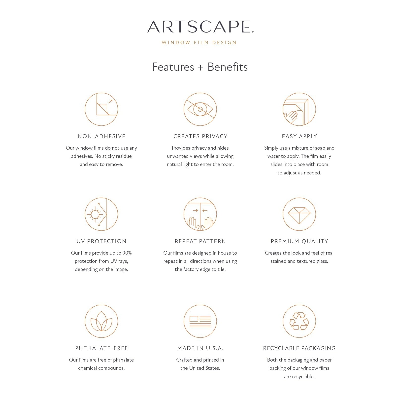 Artscape Etched Lace | Decorative Privacy Window Film with Textured Glass Pattern | Non-Adhesive & UV Protection | Easy to Apply & Removable | 24 x 36 Inches | Made in USA - Medaid International