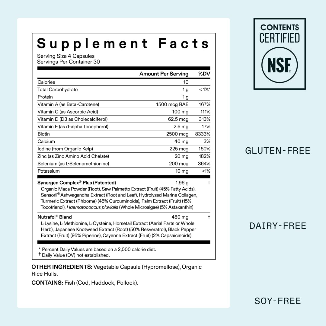 Nutrafol Women's Balance Hair Growth Supplements, Ages 45 and Up, Clinically Proven for Visibly Thicker Hair and Scalp Coverage in 3-6 Months, Dermatologist Recommended - 1 Month Supply Refill Pouch - Medaid International