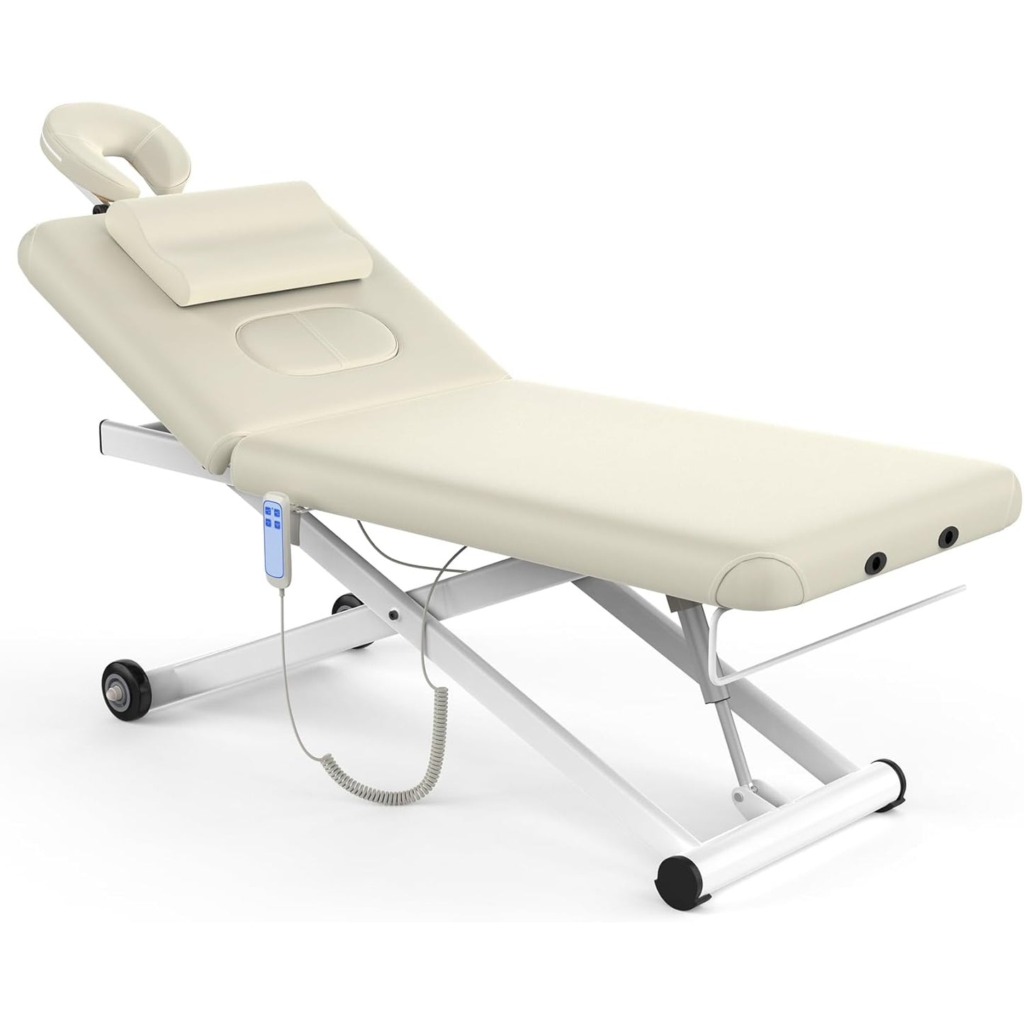 pouseayar Heavy Duty Electric Massage Table, Electric Lift and Electric Backrest 2 Motor Adjustable for Treatment/Medical Spa/Facial Bed/Beauty Bed/Massage Bed and More - 32 Wide x 75 Long - White - Medaid - Lebanon