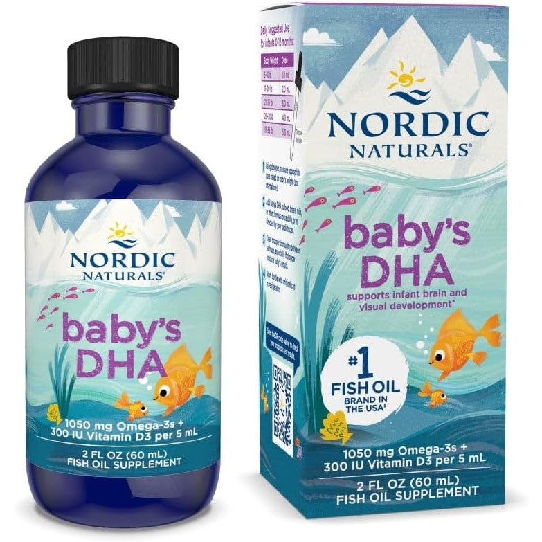 Nordic Naturals Baby’s DHA, Unflavored - 2 oz - 1050 mg Omega-3 + 300 IU Vitamin D3 - Supports Brain, Vision & Nervous System Development in Babies - Non-GMO - Servings May Vary - Medaid - Lebanon