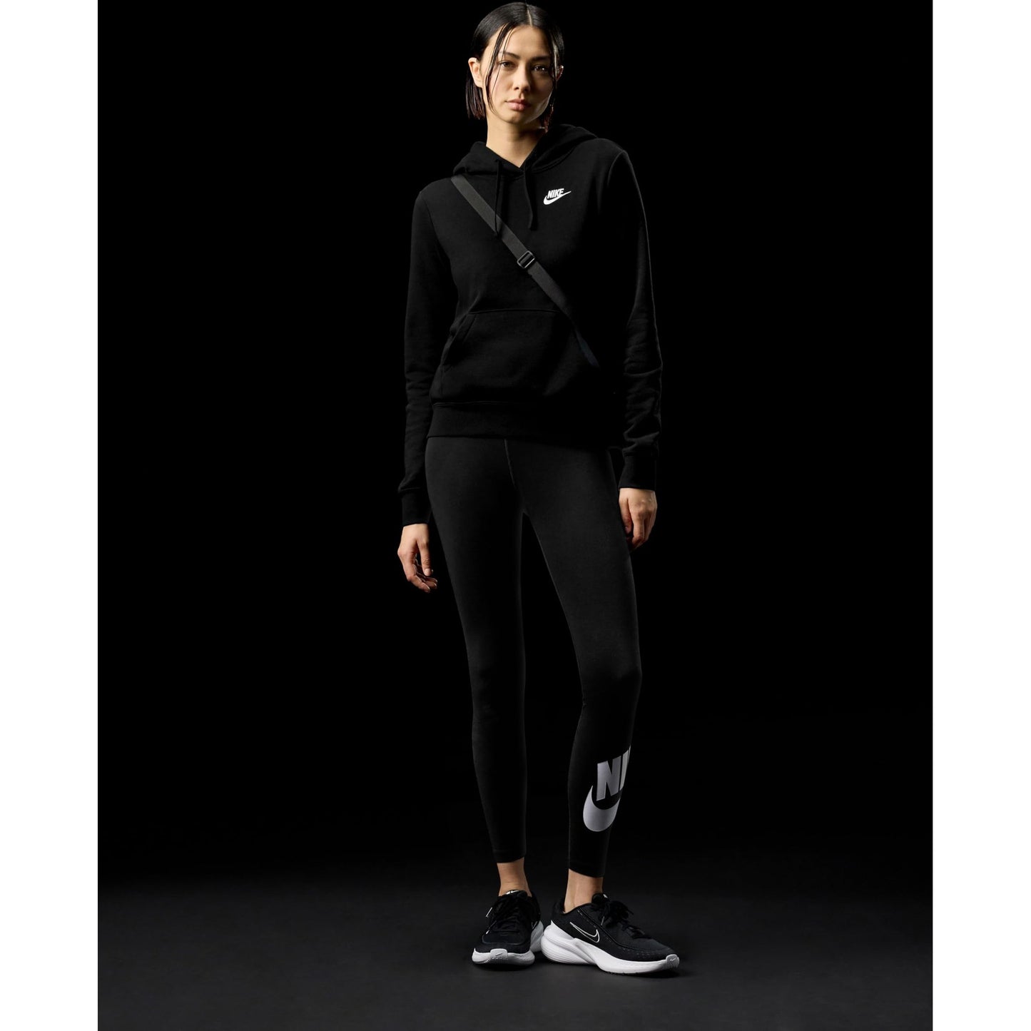 Nike Women's Sportswear Club Fleece Pullover Hoodie, Black/White, Medium - Medaid International