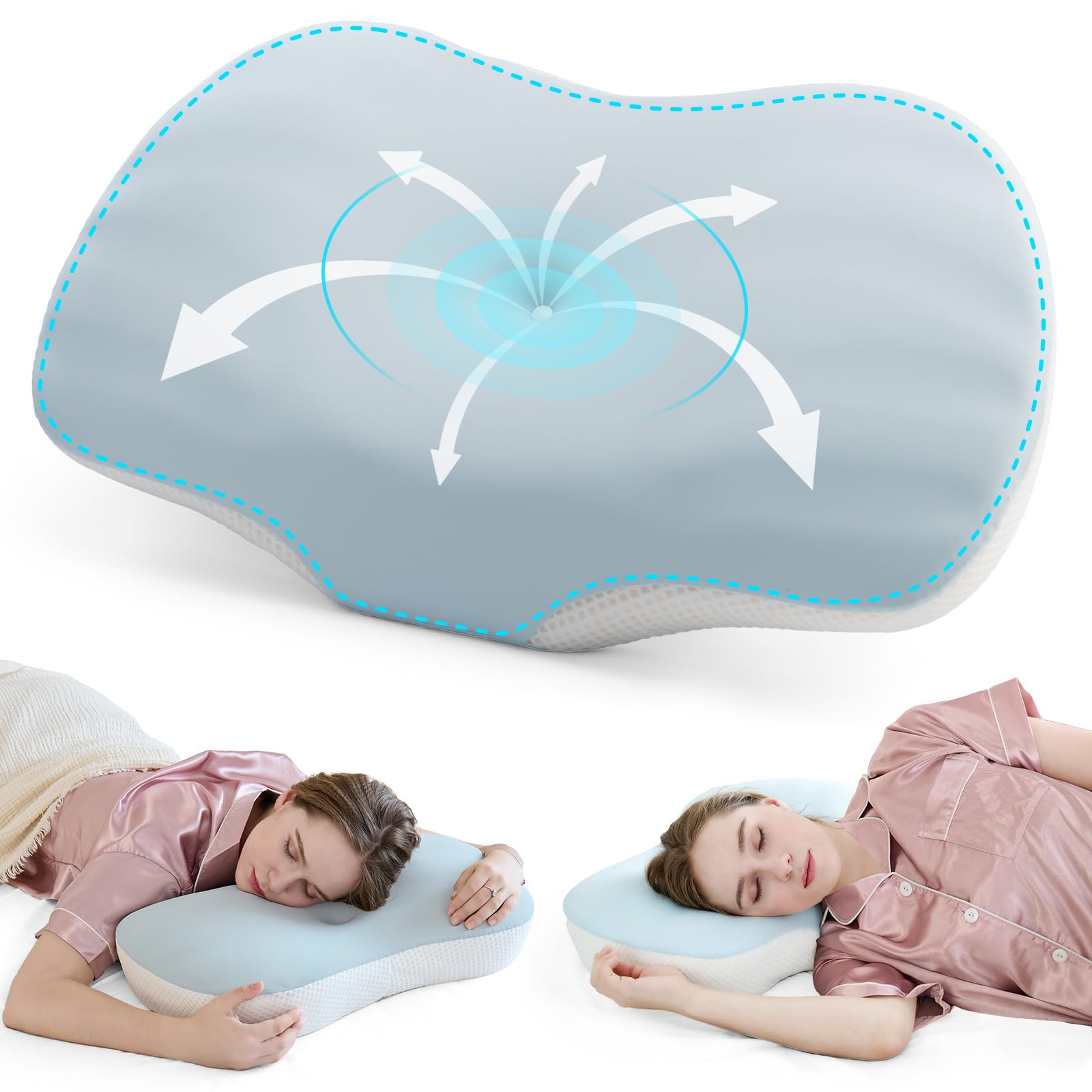 SHJADE Cervical Pillow for Neck and Shoulder Support, Ergonomic Contour Sleeper Pillows, Adjustable Height Memory Foam Bed Pillow with Breathable Pillowcase for Back, Side, Stomach Sleeper - Medaid International