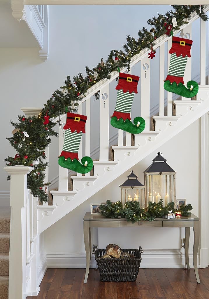 Christmas Stockings Xmas Velvet Green Red Fairy Hanging Stockings Christmas Socks Double Sided Fireplace Hanging Stockings for Christmas Party Decoration Winter New Year Party Favors Holiday Supplies - Medaid International