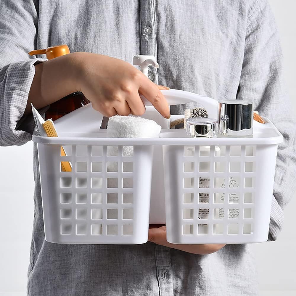 U-HOOME Portable Shower Caddy Basket with Handle,Bathroom Caddy Organizer,Plastic Cleaning Caddy Organizer Storage Tote Divided Storage Tote Holder for Makeup, Bathroom,Shower,Cleaning,Kitchen (White) - Medaid