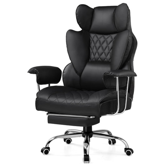 GTRACING Gaming Chair,Office Chair with Pocket Spring Lumbar Support, Ergonomic Comfortable Wide Office Desk Computer Chair with Outward Fixed Soft Armrests and Footrest (PU Leather, Black) - Medaid International