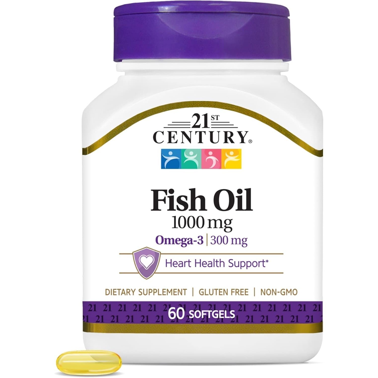 21st Century Fish Oil 1000 Mg Softgels, 60 Count (Pack of 2) - Medaid International