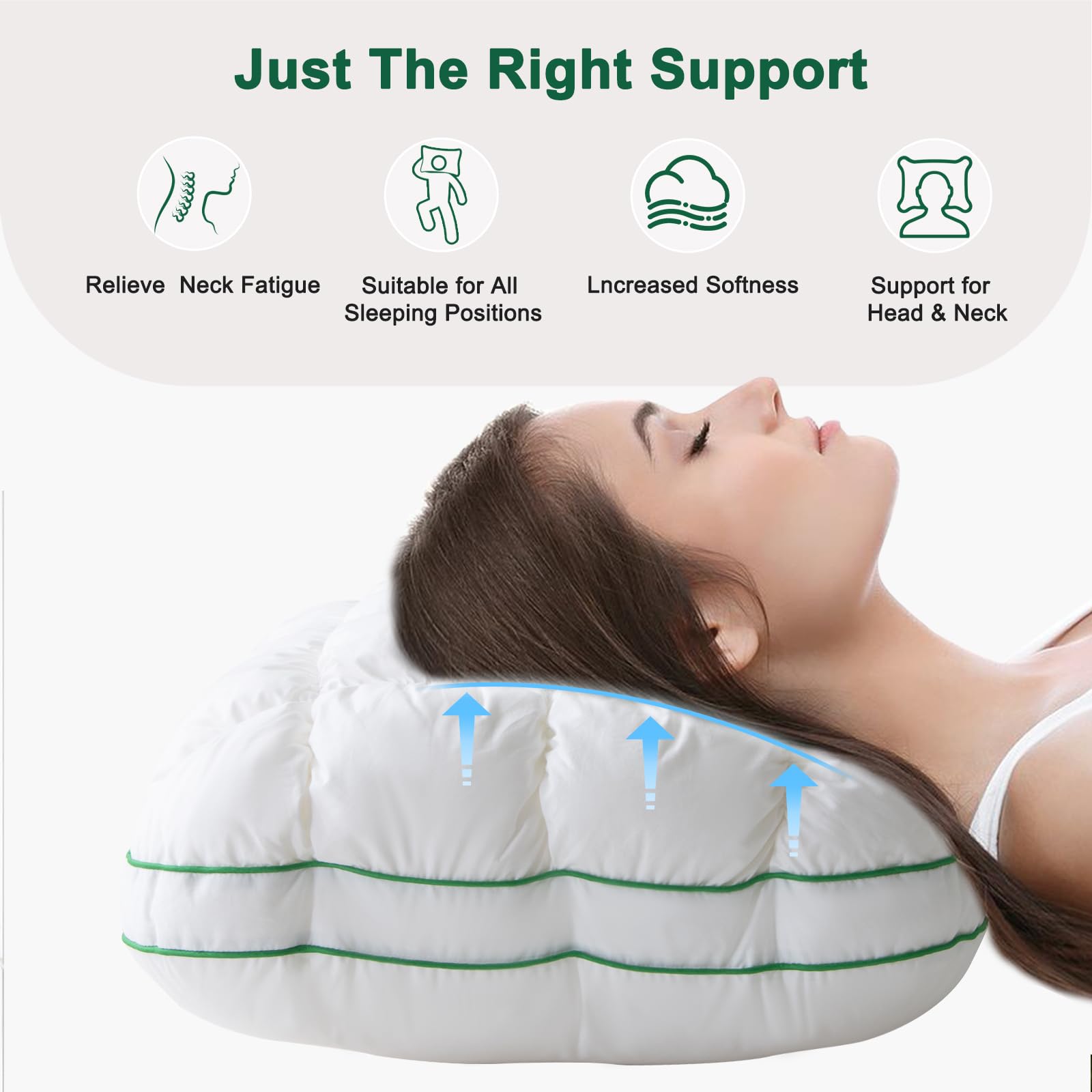 YOUR MOON Fluffy Support Bed Pillow Queen Size, Super Soft Premium Down-Alternative Filling for Sleeping, Luxury Hotel Quality Bed Pillows for Side Sleeper (White) - Medaid International