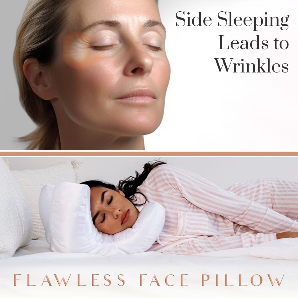 Flawless Face Pillow + Free White Satin Pillowcase! Beauty Sleep, Anti Wrinkles-Aging, Back Sleeping - Medaid International