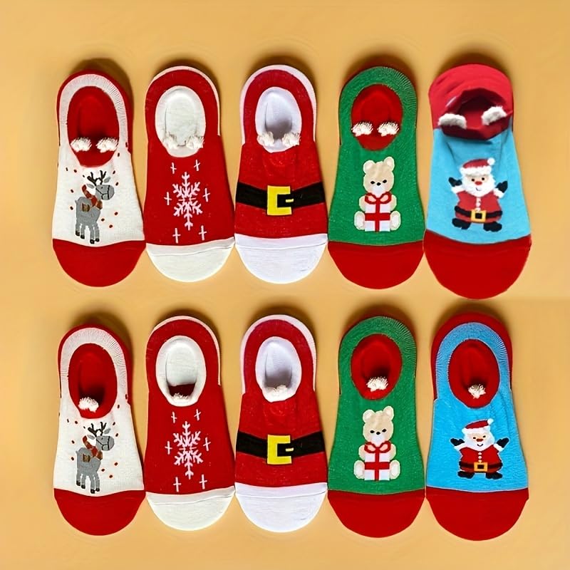 5 Pairs of Women's Cute Cartoon Christmas-Themed Socks for The Autumn And Winter Season Christmas Gifts for Family and Friends - Medaid International