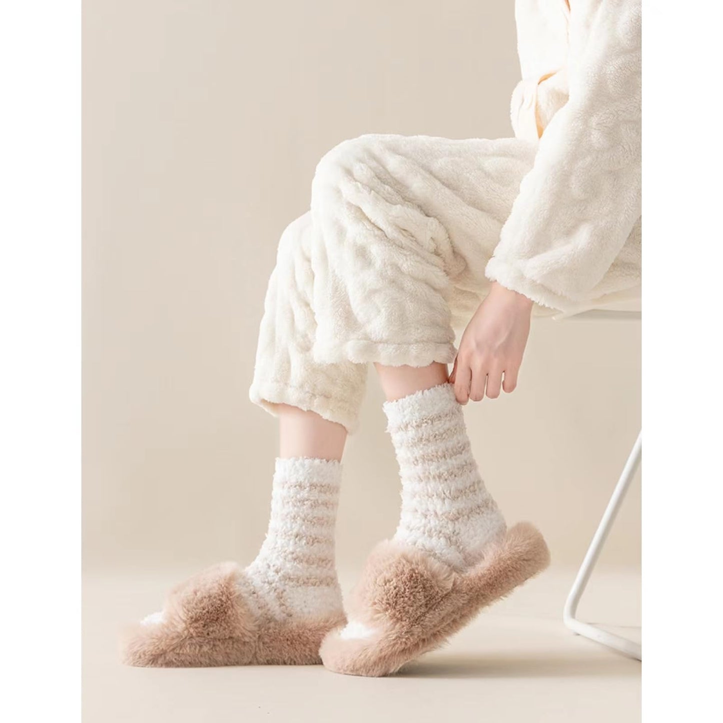ForBaysy Fuzzy Socks for Women Cozy Fluffy Slipper Socks Microfiber Soft Warm Winter Christmas Plush Slipper Socks - Medaid International