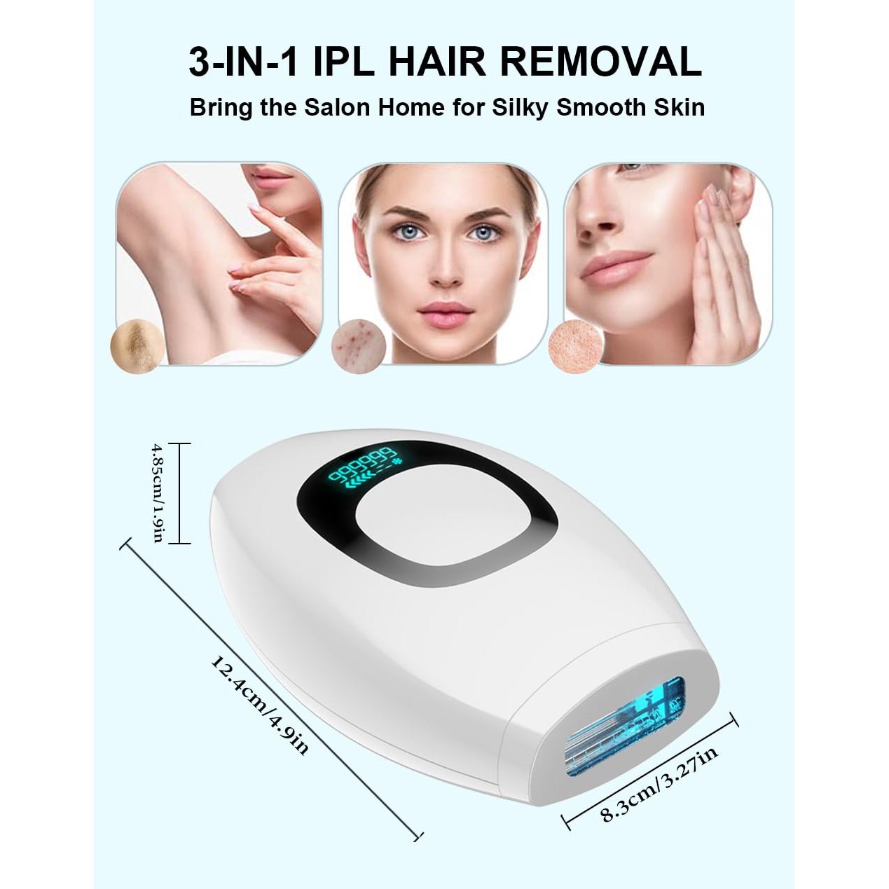 IPL Hair Removal,Laser Hair Removal At-Home for Women Men, 999,999 Flashes Permanent Removal Device on Facial Legs Arms Bikini Line - Medaid International