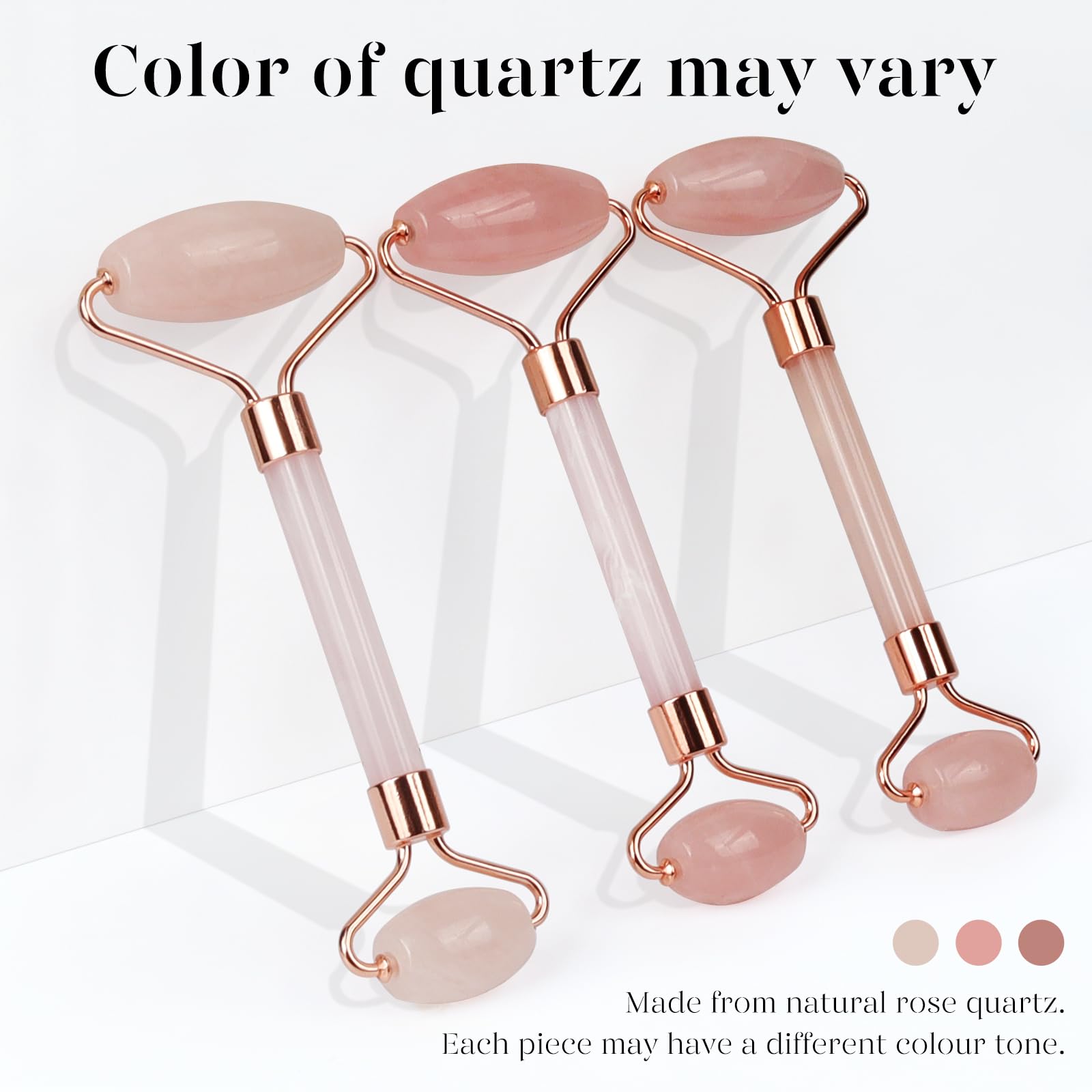 BAIMEI Jade Roller & Gua Sha, Face Roller, Facial Beauty Roller Skin Care Tools, Self Care Gift for Men Women, Massager for Face, Eyes, Neck, Relieve Fine Lines and Wrinkles - Rose Quartz - Medaid International