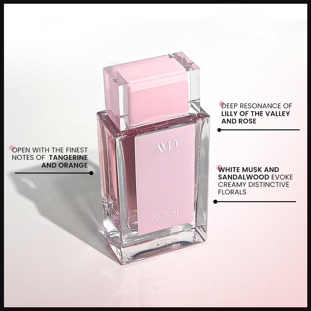 AMD Perfumes Pink Rouse Perfume for Women - Gift for Womens - Long Lasting Women's Fragrances With Blend of Rose & Jasmine Eau de Parfum EDP 100ml - Medaid International