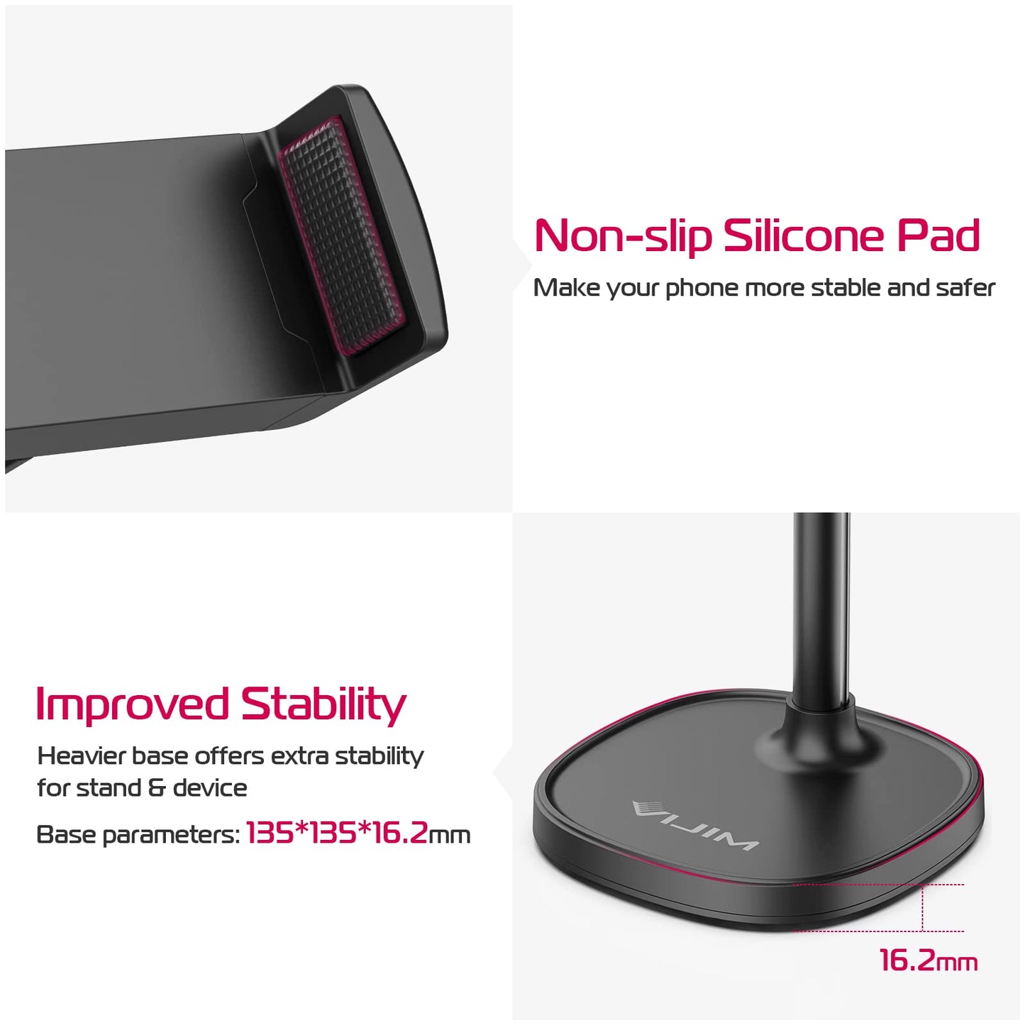 ULANZI Cell Phone Stand Mount for Desk, Vijim HP004 Adjustable Height & Angle Phone Holder, 360 Degree Rotating Desktop Phone Stand Compatible with iPhone, Samsung and All Phones - Medaid International