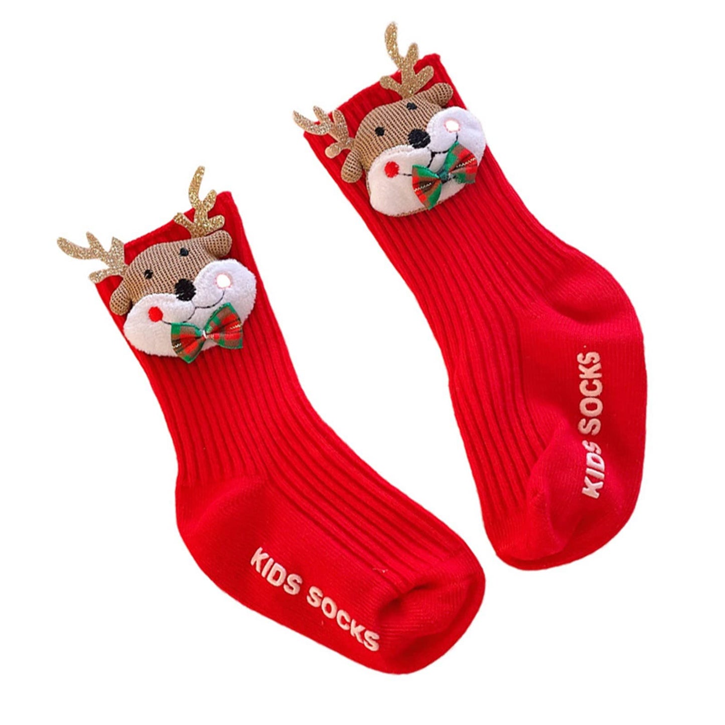SISEY Christmas Socks for Kids Unisex Baby Toddler Kids Knitted Cotton Socks Winter Fun Socks Children Xmas Gift (Elk,2-4 T), 2-4T - Medaid International