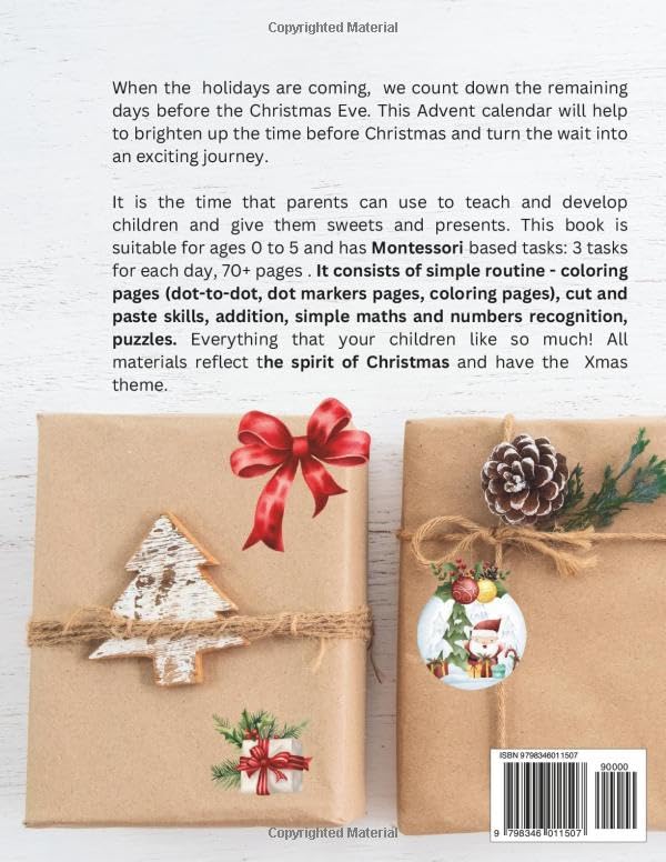 Christmas Advent Calendar with Montessori tasks, 24 Days Xmas Countdown: Learning through play, ready tasks for each day, 70+ - Medaid International